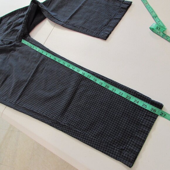 Sundance 'Vie De Reve' Cotton/Linen Navy Check High Rise Paperbag Ankle Pants 8 - Picture 14 of 16